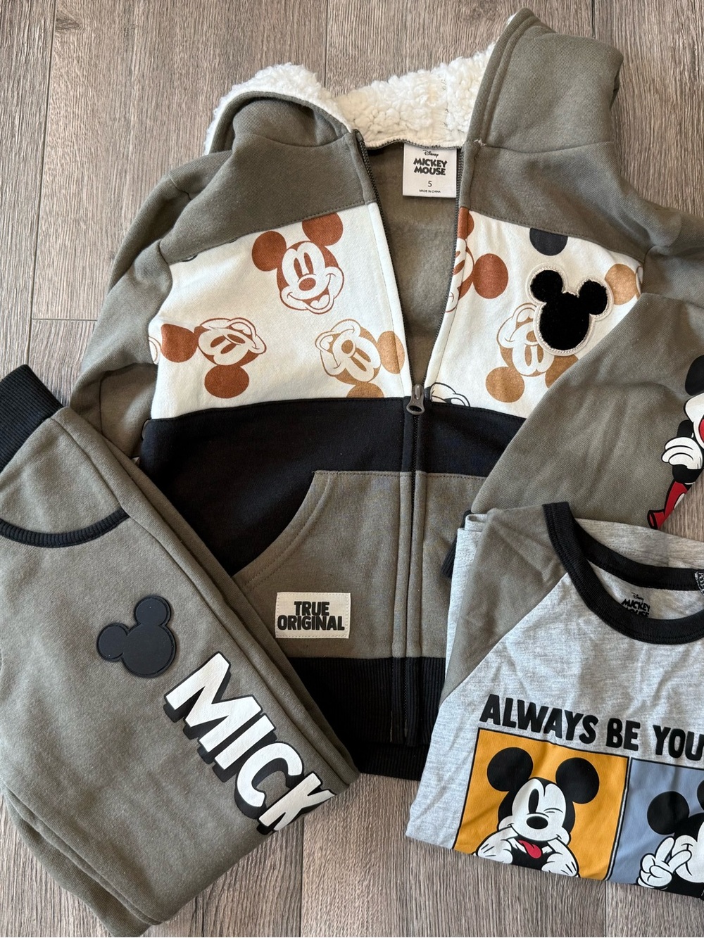 Disney Olive Green Mickey Mouse Hoodie & Tee Set